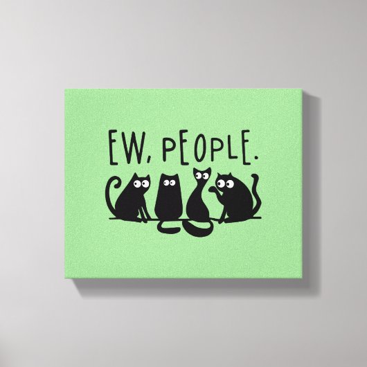 Ie Mensen Grappig Miauwende Zwarte Katten Canvas Afdruk (Voorkant)