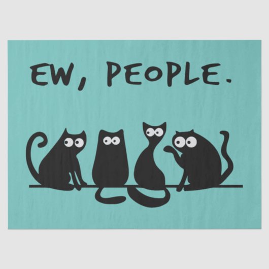 Ie Mensen Grappig Miauwende Zwarte Katten Tissuepapier (Voorkant)