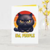 Ie Mensen Grappige Introvert Zwarte Kat Sarcasme Kaart (Gele Bloem)