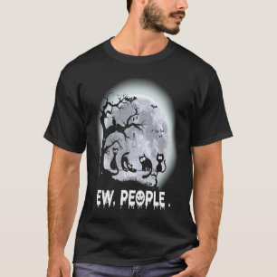 Ie Mensen Halloween Zwarte Kat Heks Meowy Kitten C T-shirt