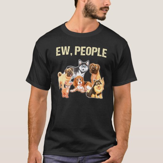 Ie Mensen Hond Pug Boxer Beagle Husky T-shirt (Voorkant)