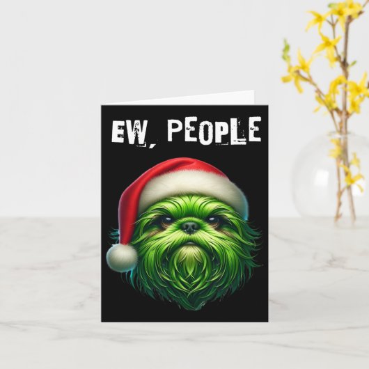 Ie Mensen Shihtzu Hond Kaart (Gele Bloem)