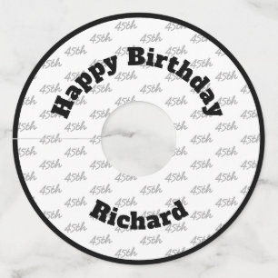 Ieder Age-aangepast, vervormd patroon - zwart en w Wijnglaslabel