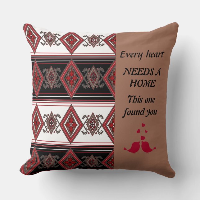 Ieder hart heeft een Rode Thuis Folk Aztec Pillow  Kussen (Voorkant)