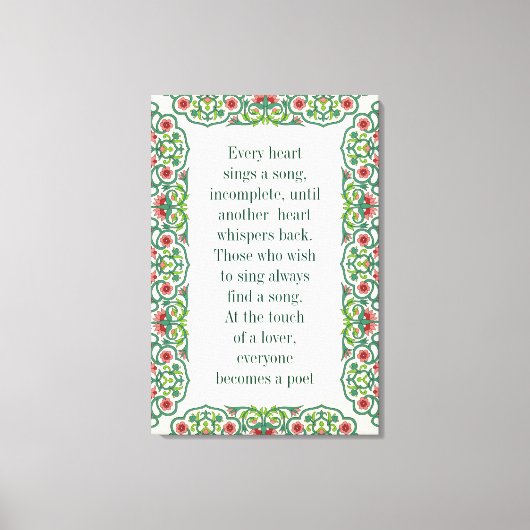 Ieder hart zingt een onvolledig liedje met een flo canvas afdruk (Voorkant)