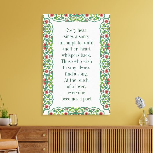 Ieder hart zingt een onvolledig liedje met een flo canvas afdruk (Insitu (Woonkamer))