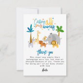 Iedere feestvierder wordt geroepen Verjaardagsfees Bedankkaart (Voorkant)