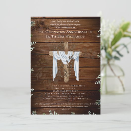 IEDERE Jubileum Uitnodiging Rustisch hout (Staand voorkant)