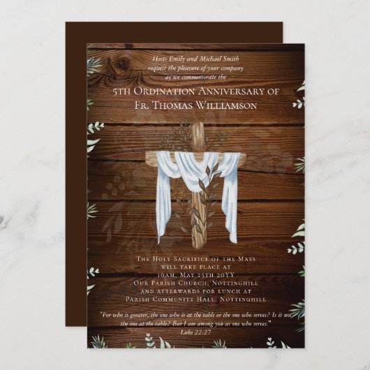 IEDERE Jubileum Uitnodiging Rustisch hout (Voorkant / Achterkant)