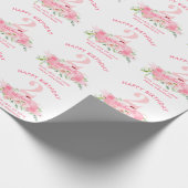 IEDERE LEEFTIJDSTIP Pink Floral Girl's Birthday Cadeaupapier (Hoek)