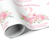 IEDERE LEEFTIJDSTIP Pink Floral Girl's Birthday Cadeaupapier (Rol Hoek)