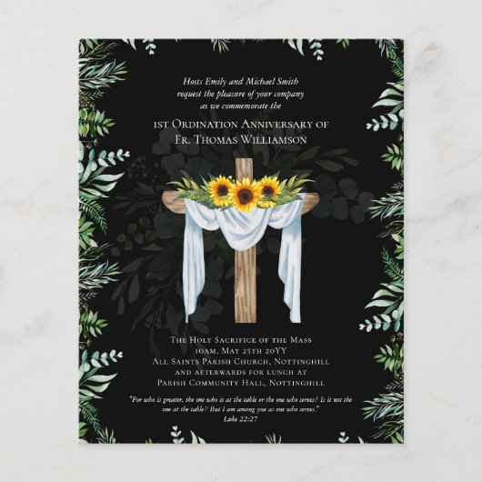 IEDERE Orde Jubileum Uitnodiging Zonnebloemen (Voorkant)