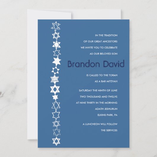 IEDERE STAR IS UNIQUE Bar Bat Mitzvah Invitation Kaart (Voorkant)