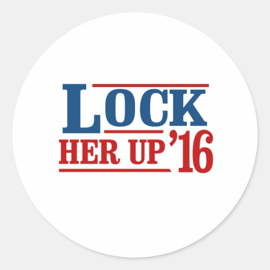 Iedereen behalve Hillary - Lock Her Up 2016 - Anti Ronde Sticker (Voorkant)