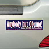 Iedereen behalve Obama Bumpersticker (Op auto)