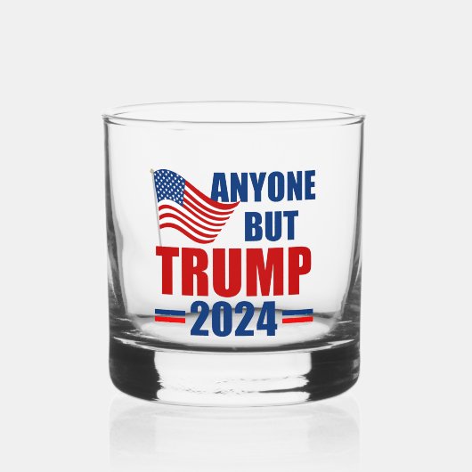 Iedereen behalve Trump Grappig 2024 verkiezingen Whisky Glas (Voorkant)