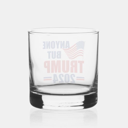 Iedereen behalve Trump Grappig 2024 verkiezingen Whisky Glas (Achterkant)