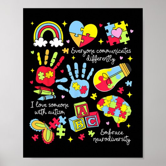 Iedereen communiceert anders Autism Sped Onderwijs Poster (Voorkant)