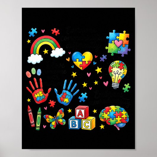 Iedereen Communiceert Anders Autisme Bewustzijn Poster (Voorkant)