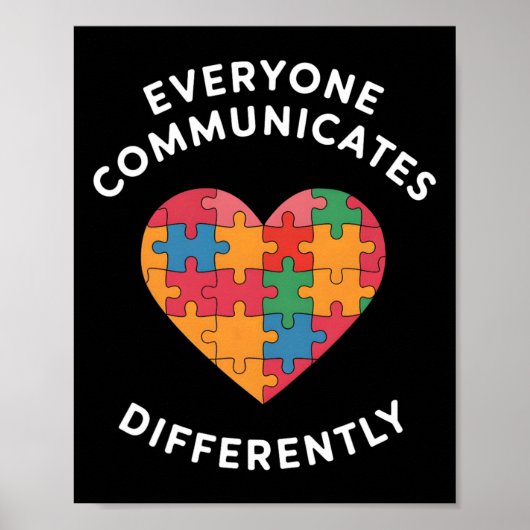 Iedereen Communiceert Anders Autisme Bewustzijn Poster (Voorkant)