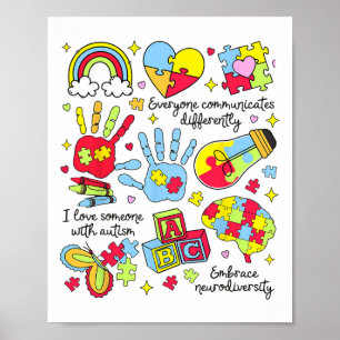 Iedereen communiceert anders Autisme maand AUT Poster