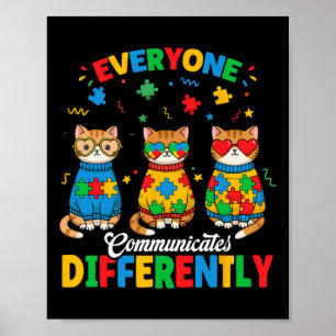 Iedereen communiceert anders Autisme maand weg Poster