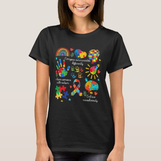 Iedereen communiceert anders Autisme Neurodive T-shirt (Voorkant)