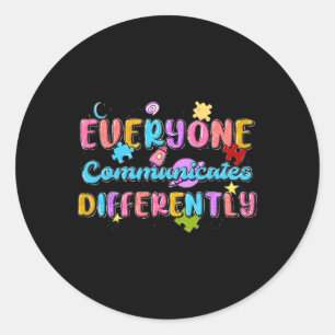 Iedereen Communiceert Anders Autisme Speciaal Onde Ronde Sticker