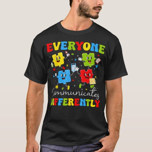 Iedereen Communiceert Anders Autisme T-shirt (Voorkant)