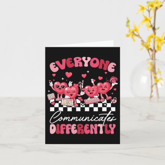 Iedereen Communiceert Anders Autisme Valentijn Kaart (Gele Bloem)