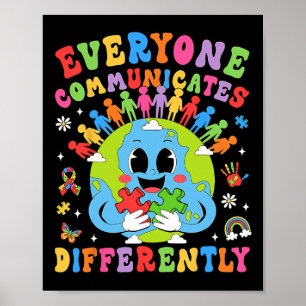 Iedereen communiceert anders dan de autisme spraak poster