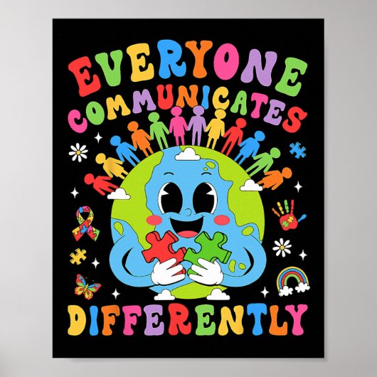 Iedereen communiceert anders dan de autisme spraak poster (Voorkant)
