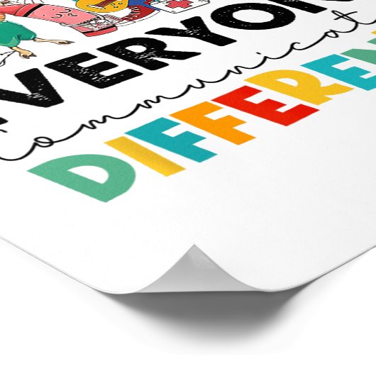 Iedereen communiceert anders Grappig Boek Kind T Poster (Hoek)