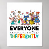 Iedereen communiceert anders Grappig Boek Kind T Poster (Voorkant)