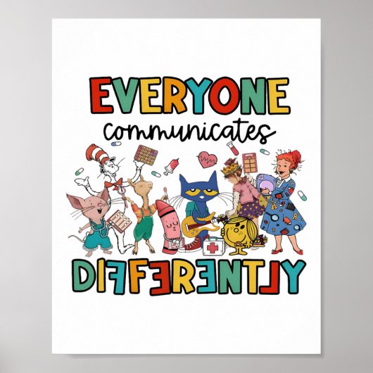 Iedereen communiceert anders Grappig Boek Kinder Poster (Voorkant)