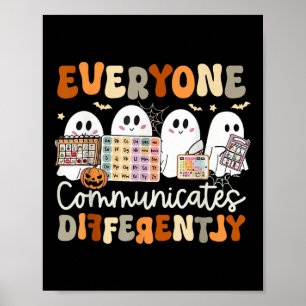 Iedereen communiceert anders Halloween snelheid Poster