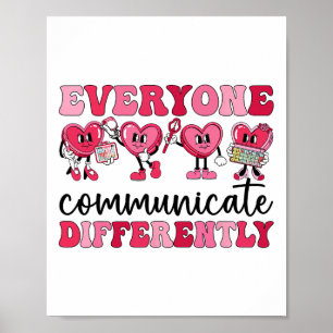 Iedereen communiceert anders hart autisme val poster