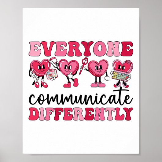 Iedereen communiceert anders hart autisme val poster (Voorkant)