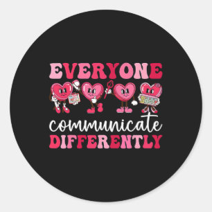 Iedereen communiceert anders Hart Autisme Waarde Ronde Sticker