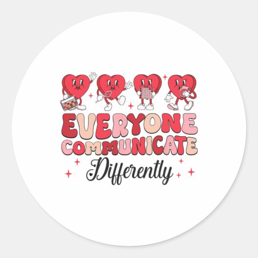 Iedereen Communiceert Anders Valentijnspeech  Ronde Sticker (Voorkant)