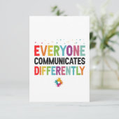 Iedereen communiceert verschillend Autisme Bewust Bedankkaart (Staand voorkant)