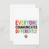 Iedereen communiceert verschillend Autisme Bewust Bedankkaart (Voorkant / Achterkant)
