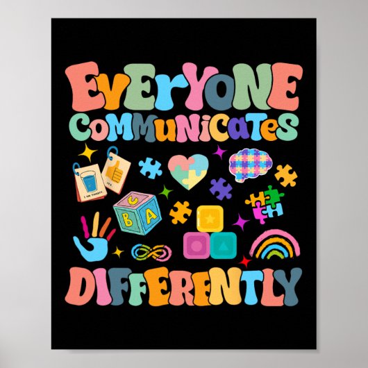 Iedereen communiceert verschillend Autisme Bewust Poster (Voorkant)