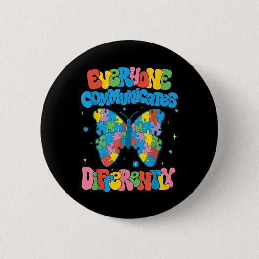 Iedereen communiceert verschillend Autisme Bewust Ronde Button 5,7 Cm (Voorkant)