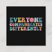 Iedereen communiceert verschillend Autisme Bewust Vierkante Visitekaartje (Voorkant)