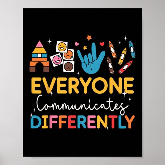 Iedereen communiceert verschillend snelheid autism poster (Voorkant)