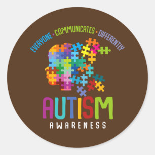 Iedereen communiceert verschillend Speciaal Autism Ronde Sticker