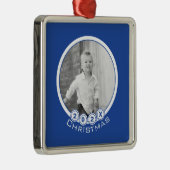 Iedereen Datum kerstcadeaublauwe fotoversiering Metalen Ornament (Rechts)