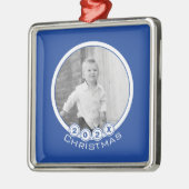 Iedereen Datum kerstcadeaublauwe fotoversiering Metalen Ornament (Links)