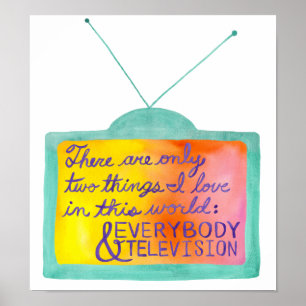 Iedereen en televisie (turquoise & paars) poster